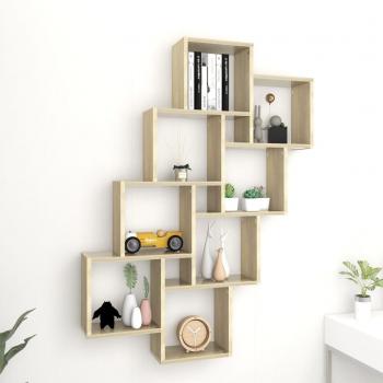 Estante de pared Sonoma Oak Cube 90x15x119cm de madera multicapa