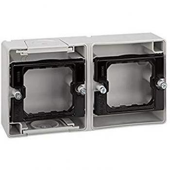 Simon 4400761-035 - Base Caja Estanca Gris 2 Elementos Horizontal S.44 Aqua