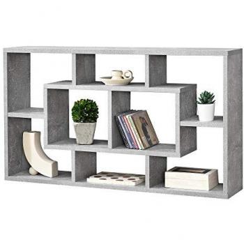 Estantería de Pared Saputit 85x16x48 cm con 8 Compartimientos Efecto Hormigón