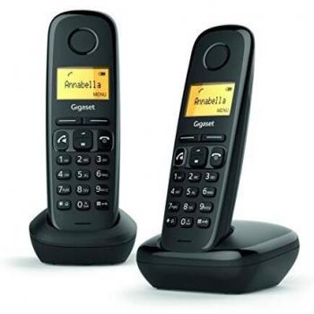 Gigaset A270 Duo - Pack de 2 Teléfonos inalámbricos para casa - Manos libres - Gran pantalla iluminada - Agenda 80 Contactos - Color negro