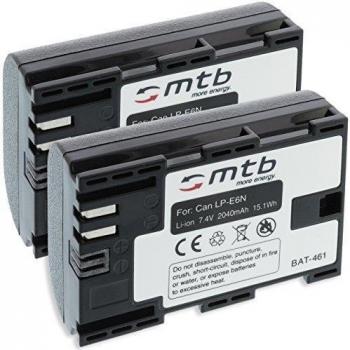 Dúo de Baterías LP-E6N (2040mAh) Compatibles con Canon EOS 5D, 7D, 60D, 70D, 80D y Transmisor Inalámbrico WTF-E4/E5/E7 y Cinema EOS XC10