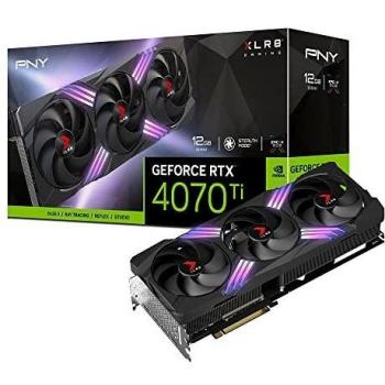 PNY GEFORCE RTX 4070Ti 12GB XLR8 Gaming Verto Epic-X RGB DLSS 3 Triple Ventilador Tarjeta gráfica,Black