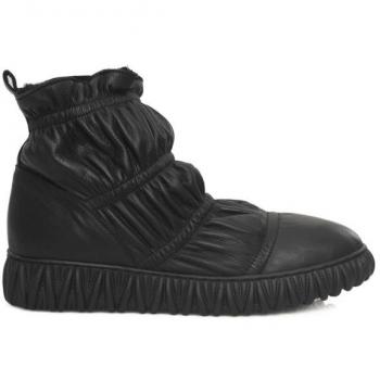 Cerruti 1881 Black Leather Winter Boots for Women - Size 7 US (EU37) with Rubber Sole