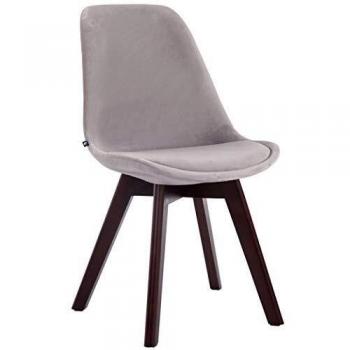 Silla de Comedor Borneo V2 en Terciopelo Gris con Estructura de Nogal