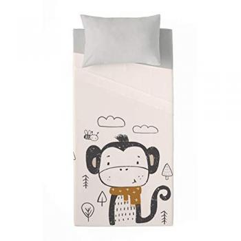 Juego de Sábanas Scarf Monkey Popcorn 2 Piezas Fabricado en España para Cama de 105 cm