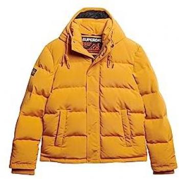 Superdry Everest Short Hooded Puffer Jacket, Mustard Yellow, Men's Size S