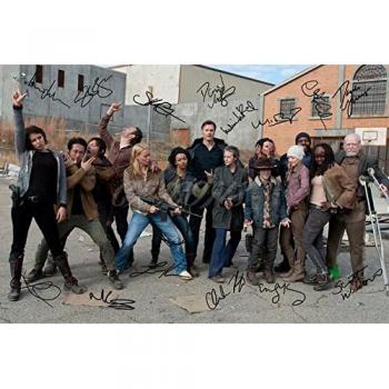 Foto autografiada por 14 miembros del reparto de The Walking Dead,,  gran calidad,,  tamaño A4
