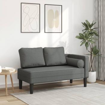 Chaise Longue Sofá Diván con Cojines de Tela Gris Oscuro