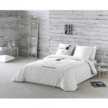 La Volátil Hoy me quedo aquí Funda nórdica, 100% algodón, Blanco, Cama 180 cm, 1900