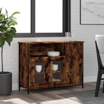 Aparador de madera de ingeniería roble ahumado 100x35x75 cm Multicapa Marrón