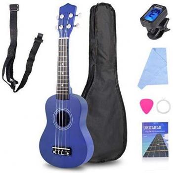 JIAN YA NA Principiante Ukelele 21 pulgadas Hawaiian Uke Mini Guitarra Starter Kit con funda, cuerdas, afinador, selección