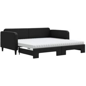 Sofá cama nido con colchón tela negro 100x200 cm