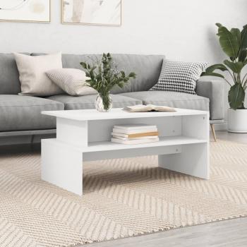 Mesa de centro de madera de ingeniería 90x55x42,5 cm en blanco, negro y roble sonoma - Mesita de salón o comedor auxiliar
