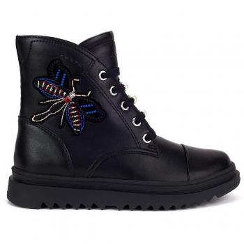Geox J Gillyjaw a, Botas Militar para Niñas, Negro
