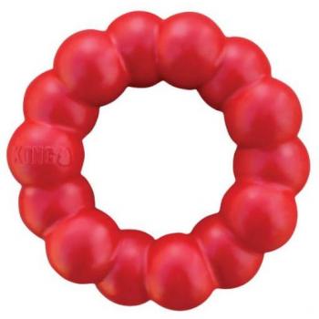 KONG Juguete Mordedor Ring - Resistente, hecho de goma natural, ideal para masticar y jugar, diseño en forma de anillo que facilita el agarre, adecuado para perros de diferentes tamaños, promueve la salud dental al