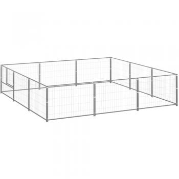 vidaXL Dog Kennel Silver 9 m² Steel