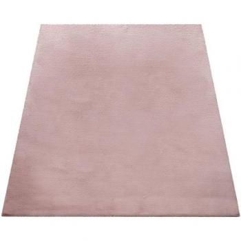Alfombra Salón Pelo Largo Shaggy Piel Sintética Suave Rosa 180x200 cm Ovalada