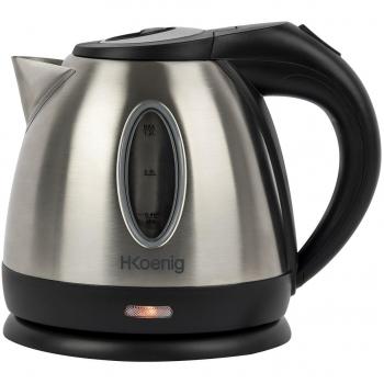 H.Koenig BO12 Hervidor de Agua Eléctrico Pequeño, 1630 W, Negro/Acero Inoxidable