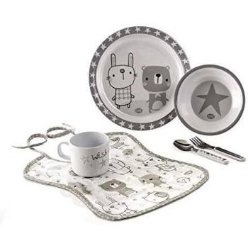 Jané Set de Vajilla, Incluye Taza, Plato, Cuenco, Babero y Cubiertos, Apto para Microondas y Lavavajillas, Ideal para Regalo