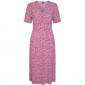 Pieces Tala Women's Midi Dress - Hot Pink Multi Flower