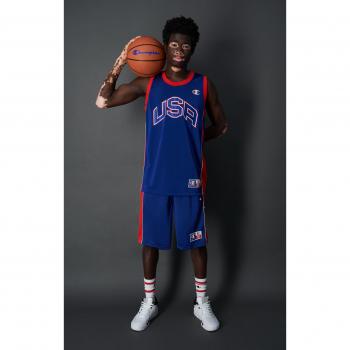 Bermuda Champion Basket Hombre Talla M Azul con Logo USA