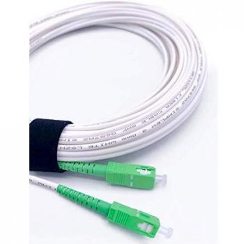 Cabo de Fibra Óptica Elfcam SC-APC a SC-APC - 40m (Blanco), Latiguillo Reforzado, Simplex Monomodo 9/125μm, Blindado,