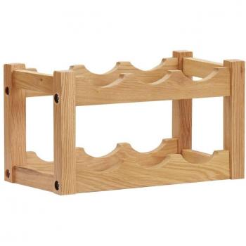 Solid Oak Wood Wine Rack for 6 Bottles - Rustic Freestanding Design, 37x21x21 cm