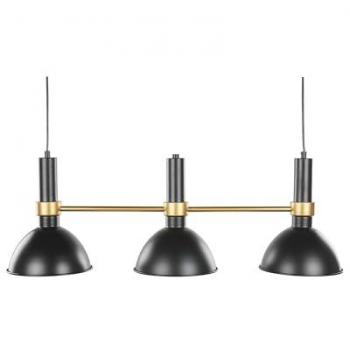 Lámpara Colgante de Metal Negro y Dorado 107 cm con 3 Luces y Pantallas Redondas Diseño Retro Tradicional para Comedor