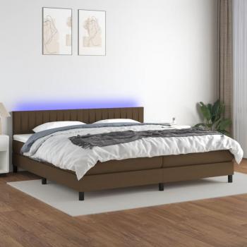 Colchón box spring con luces LED marrón oscuro 200x200 cm tela