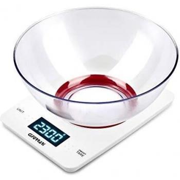 Báscula de Cocina Electrónica G3 Ferrari Sfera G20071 - Capacidad 5 kg, División 1 gr, con Ciotola Desmontable en Rojo y Blanco