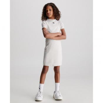 Calvin Klein - Vestido de niña marfil de manga corta