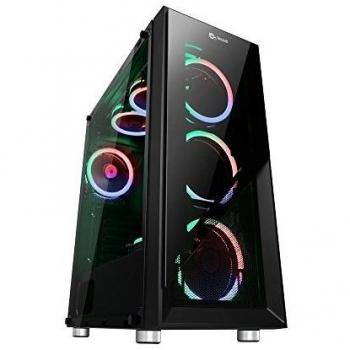 Talius Caja ATX Gaming Valkyria Doble aro Spectrum Frontal y Lateral de Cristal Templado - 2X USB 3.0 - 2X USB 2.0 - Sin Fuente - Negra