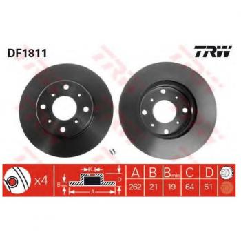 Disco de freno ventilado pintado TRW DF1811 para ROVER 800 y HONDA Legend 1 Coupe