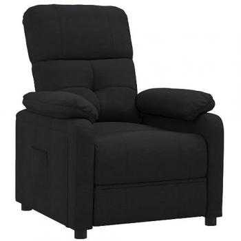 Sillón Reclinable de Tela Negro con Reposapiés, Silla de Descanso para TV, Asiento Tapizado para Salón y Oficina