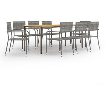 9-Piece Anthracite Poly Rattan Garden Dining Set