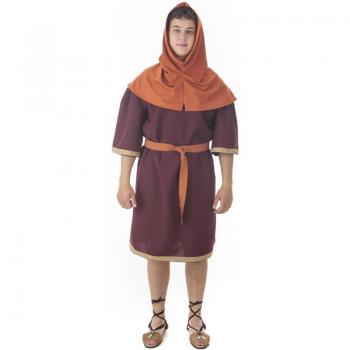 Túnica Medieval con capucha marrón para hombre