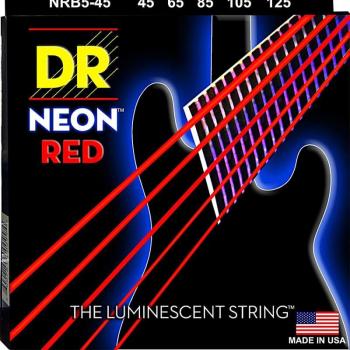 DR Strings Neon Red Electric Bass String Set 45-125