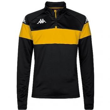 Sudadera Kappa Dovare Unisex con Media Cremallera Negra y Amarillo Cromo para Niños de 10 Años