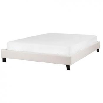 Cama matrimonial 140 x 200 cm con somier de tela beige claro sin cabecero modelo Roanne