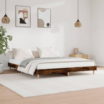Estructura de cama 150x200 cm en aglomerado roble ahumado sin colchón