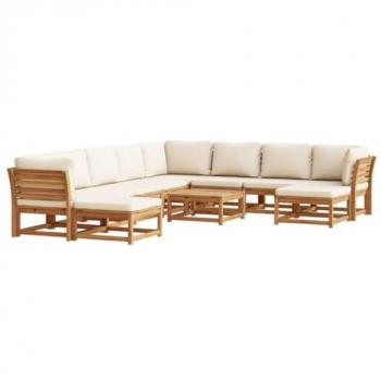 11 Piece Acacia Solid Wood Garden Lounge Set with Cushions