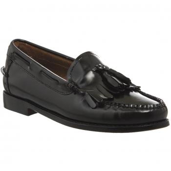 G.H.BASS Women's Black Leather Esther Kiltie Weejun Loafers - Size EU 41 UK 8 US 11
