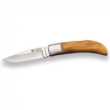 Navaja artesana Joker Pointer NO06 con cachas de olivo, virola inoxidable y hoja de 9 cm MOVA para actividades al aire libre