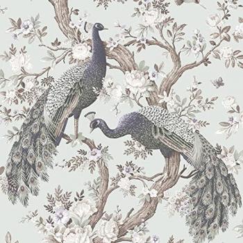 Laura Ashley Belvedere Duck Egg Removable Non-Woven Wallpaper, FSC Certified with Vibrant Print