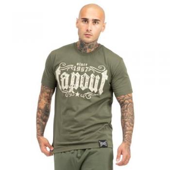 Camiseta de Manga Corta Tapout Crashed Verde Oliva M Hombre Ajuste Regular