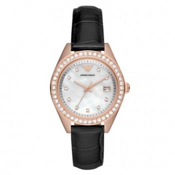 Emporio Armani Ladies Mother Of Pearl Rose Gold Plated Case Watch AR11505