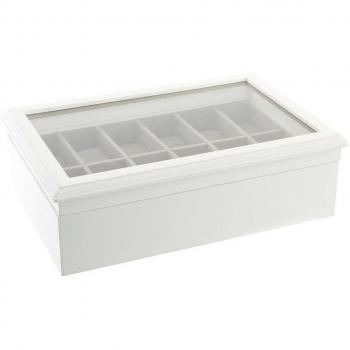 Caja-Joyero Fíjalo Relojero MDF Cristal 12 Relojes Blanco