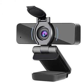 Dericam Cámara web de 1080P con micrófono y cubierta de privacidad, USB para ordenador, cámara web HD de transmisión para PC de escritorio y portátil, lente gran angular