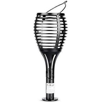 Lámpara Solar LED 0.45W Efecto Llama Forma de Antorcha IP44 2200K para Jardín