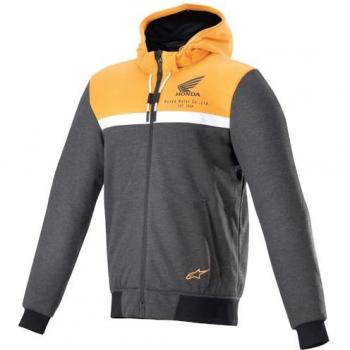 Alpinestars Honda Chrome Street - Chaqueta textil de motocicleta con capucha, color negro-naranja, talla XL